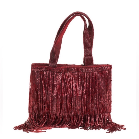 Natasha Handbags - NATASHA Beaded Fringe Handbag | Wine Colored | Y2K